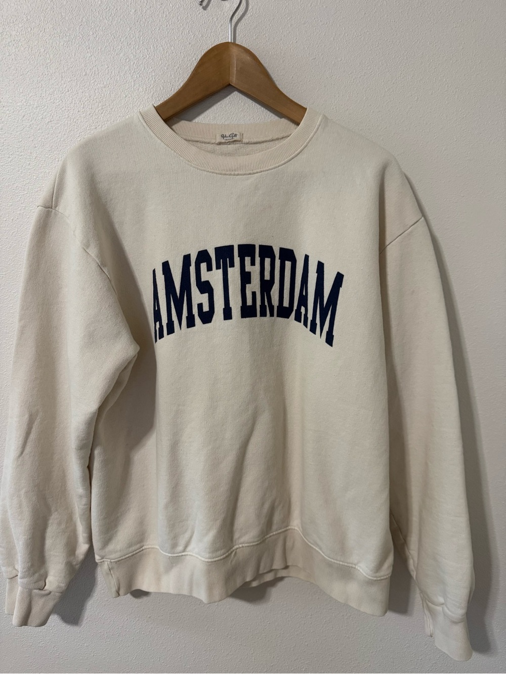 Brandy Melville John Galt Erica Amsterdam Graphic Sweatshirt Cream Oversized-OS